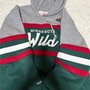 Mitchell & Ness Gray and Red Minnesota Wild Sweater